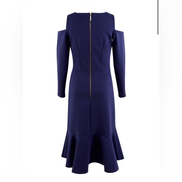 Made in England Closet London jersey blue dress with cold shoulders size  6 - Picture 3 of 4